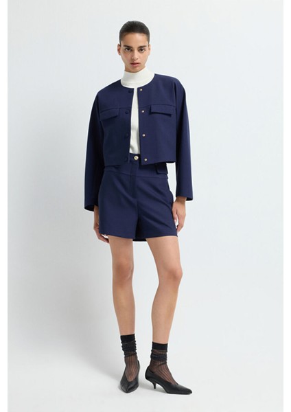 Cep Kapaklı Şort Lacivert 17044296001