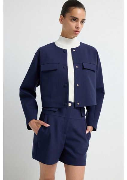 Cep Kapaklı Şort Lacivert 17044296001