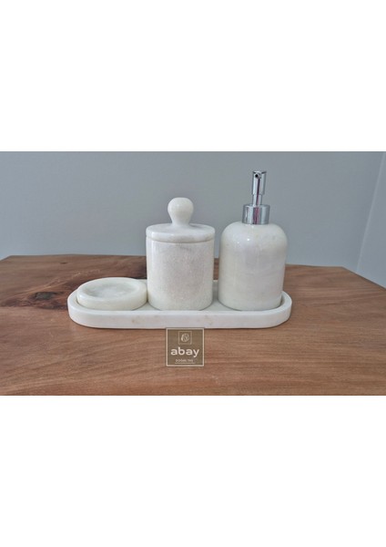 Beyaz Mermer 4 Parça Banyo Seti