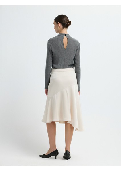 Saten Volanlı Etek Vanilya 12745791000 indirimleri