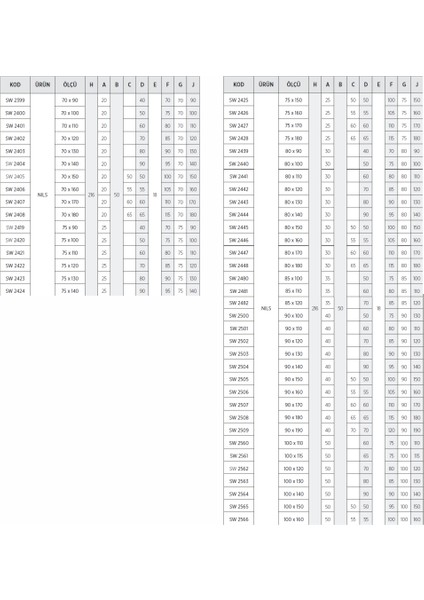 Nils Dikdörtgen Tekne Üzeri Kompakt Sistem modelleri