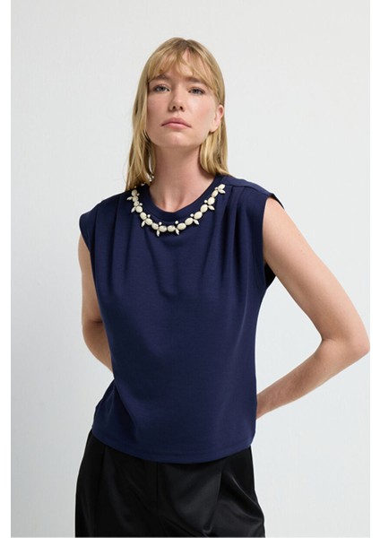 Inci Detaylı Tişört Lacivert 17545201001