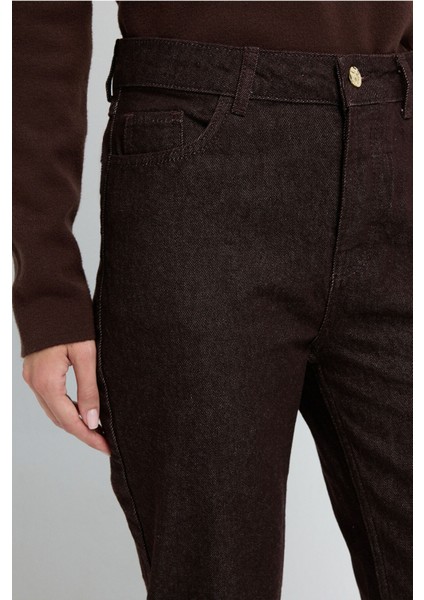 Boru Paça Denim Pantolon Kahve 15345880000 fırsatları