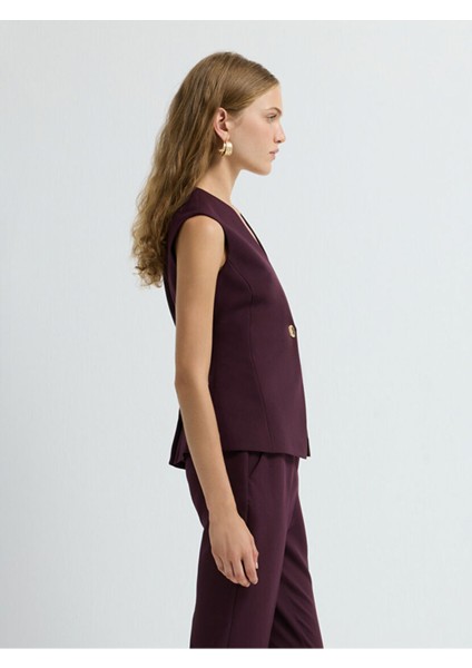 Metal Aksesuarlı Kolsuz V Yaka Yelek Mürdüm 17944866001 modelleri