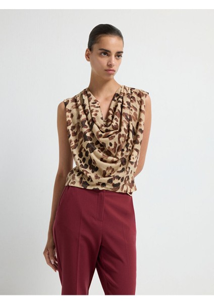 Kolsuz Degaje Desenli Bluz Leopar Kahve 11544966002 fırsatları