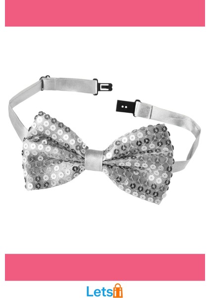 Gümüş Payetli Pullu Şık Papyon Özel Etkinlikler Için Aksesuar modelleri