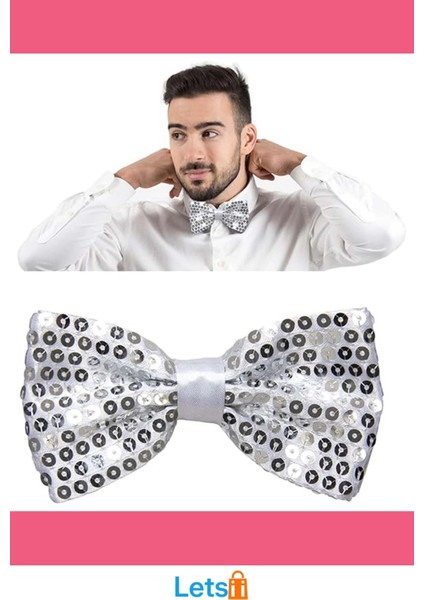 Gümüş Payetli Pullu Şık Papyon Özel Etkinlikler Için Aksesuar fırsatları