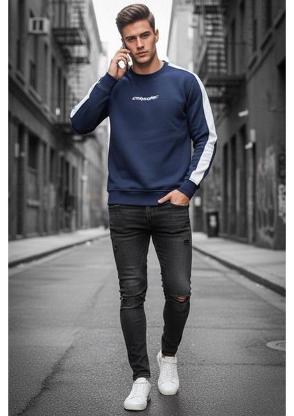 Comsumc Üç Iplik Şardonlu Bisiklet Yaka Erkek Sweatshirt modelleri