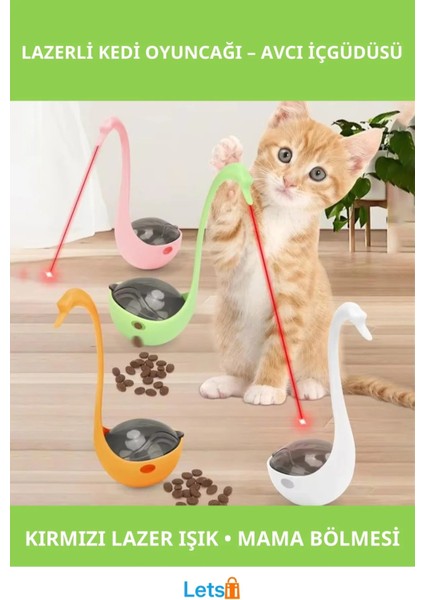 Kuğu Şeklinde Eğlenceli Lazerli Kedi Oyuncağı