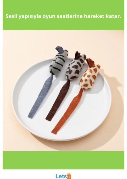 Peluş Fare Kedi Oyuncağı 3 Adet Dayanıklı Kumaş fiyatları