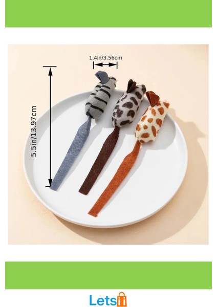 Peluş Fare Kedi Oyuncağı 3 Adet Dayanıklı Kumaş fırsatları