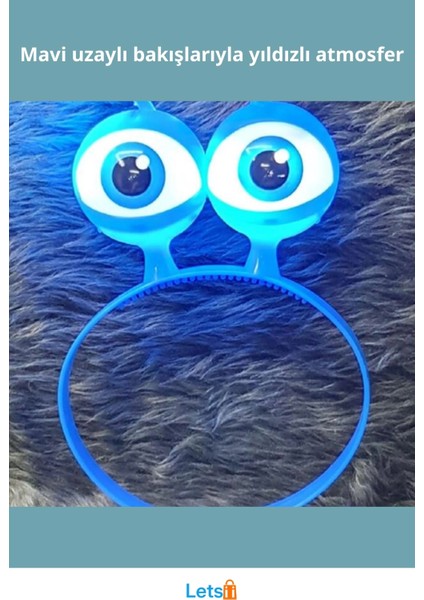 LED Işıklı Pilli Uzaylı Göz Parti Tacı Mavi Renk fiyatları