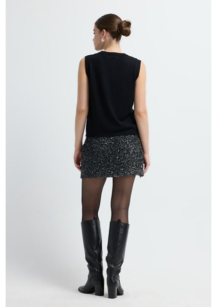 Kabartma Desenli Triko Süveter Siyah 16745372000 indirimleri