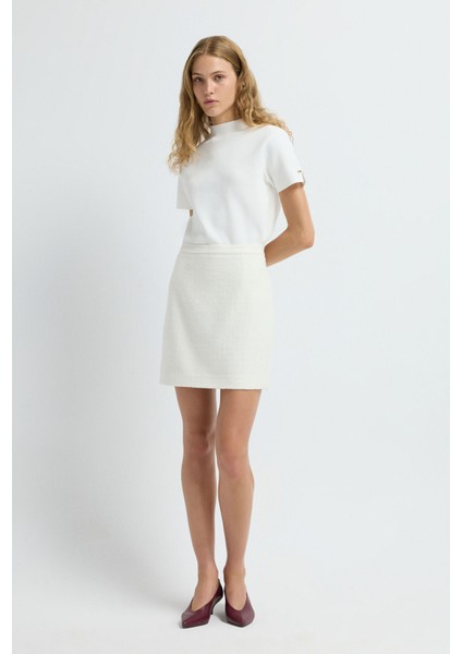 Yüksek Bel Mini Etek Kemik 12744218004 fiyatları