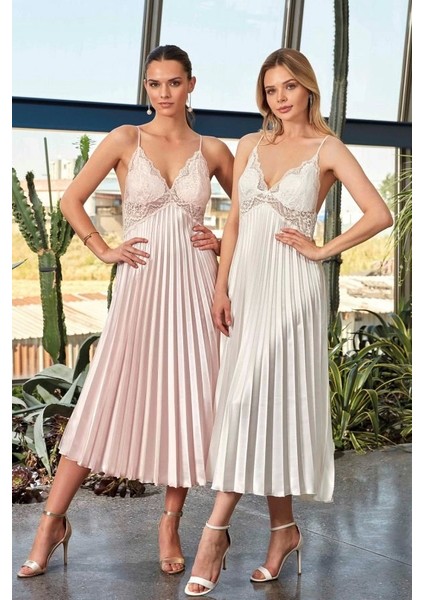 Nurteks 7115 Bayan Uzun Saten Gecelik