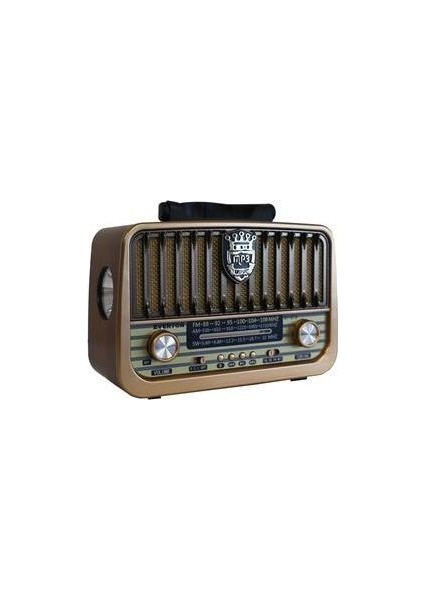 RT-878 Nostaljik Radyo - Bluetoothlu, Am/fm/sw 3 Band, Usb/tf Kart Girişli Şarjlı Müzik Kutusu (Fener Özellikli)