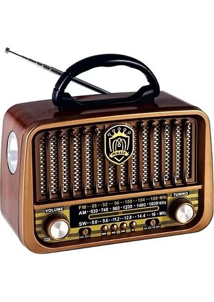 RT-878 Nostaljik Radyo - Bluetoothlu, Am/fm/sw 3 Band, Usb/tf Kart Girişli Şarjlı Müzik Kutusu (Fener Özellikli) modelleri