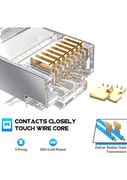 60 Adet Yeni Nesil Delikli Cat7 Metal RJ45 Konektörü Cat7 Stp 8P8C Ethernet Kablosu Konnektörü modelleri