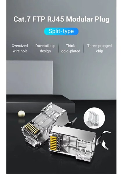 60 Adet Yeni Nesil Delikli Cat7 Metal RJ45 Konektörü Cat7 Stp 8P8C Ethernet Kablosu Konnektörü indirimleri