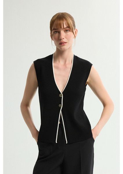 Kolsuz Triko Yelek Siyah 179L9627000