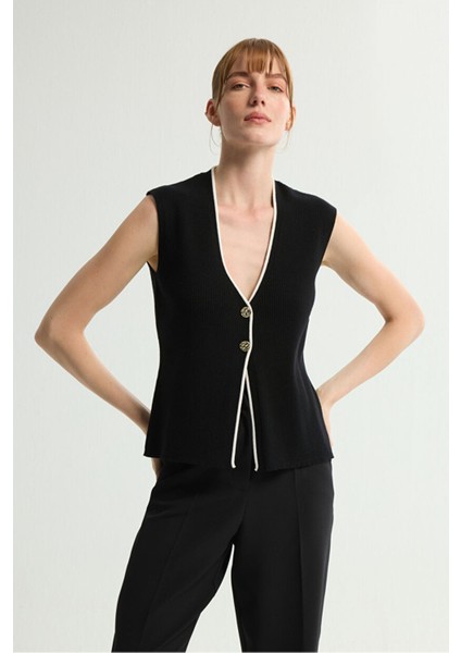 Kolsuz Triko Yelek Siyah 179L9627000 fırsatları