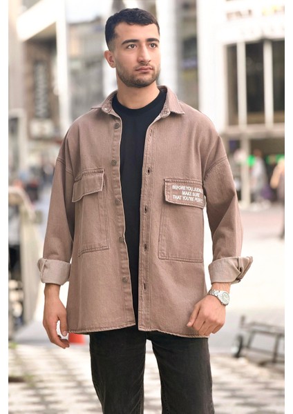 R-6006 Çift Cep Kapaklı Kot Gömlek