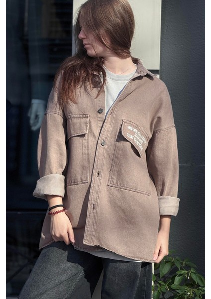 R-6006 Çift Cep Kapaklı Kot Gömlek