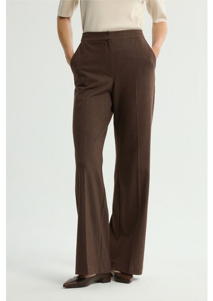 Jean Görünümlü Geniş Paça Pantolon Kahve 153L9470001 modelleri