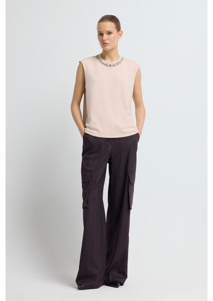 Taş Detaylı Kolsuz Bluz Pudra 11546053000 modelleri