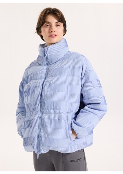 D5WL-MNT3795 Mavi Düz Kadın Mont