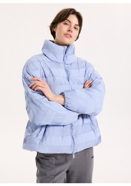 D5WL-MNT3795 Mavi Düz Kadın Mont modelleri