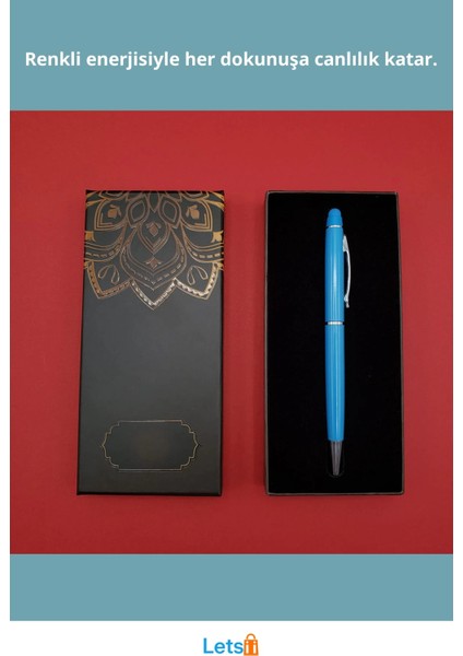 Mandala Desenli Kutu ile Şık Turkuaz Tükenmez Kalem fiyatları