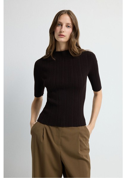 Fitilli Triko Bluz Kahve 13945619000