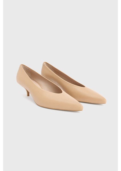 Deri Küçük Topuklu Ayakkabı Nude 10344421001 fiyatları