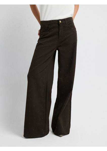 Taş Detaylı Denim Pantolon Kahve 15345840000 fiyatları