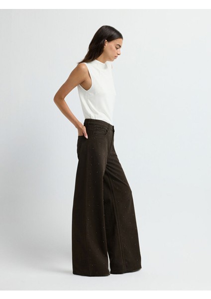 Taş Detaylı Denim Pantolon Kahve 15345840000 modelleri