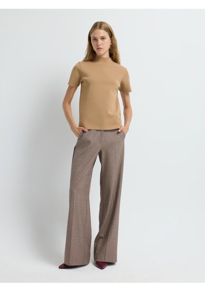 Boğazlı Kısa Kol Triko Bluz Camel 11544535001 modelleri