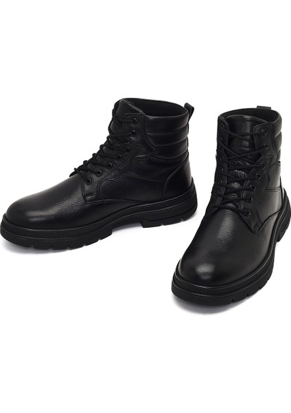 Erkek Siyah Bağcıklı Deri Bot 25WFD700518 modelleri
