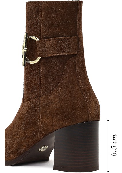 Kadın Taba Fermuarlı Kalın Topuklu Süet Deri Bot 25WFD163110 fiyatları