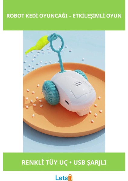 Şarjlı Renkli Tüyli Robot Kedi Oyuncağı