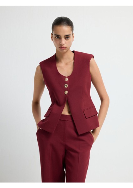 Cep Kapaklı Yelek Bordo 17944736001 indirimleri