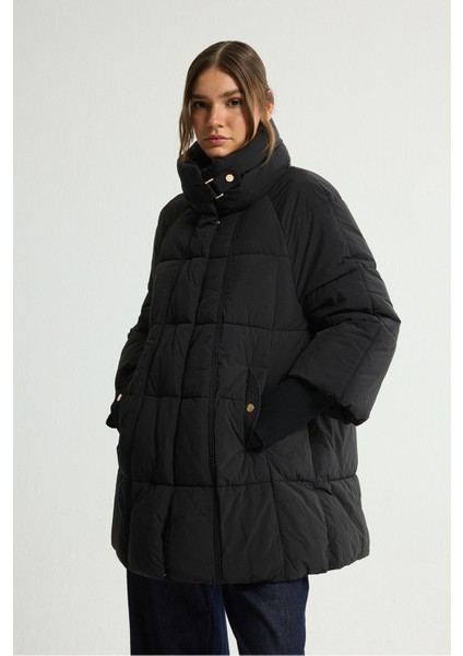 Ribana Detaylı Şişme Mont Siyah 152L9395000