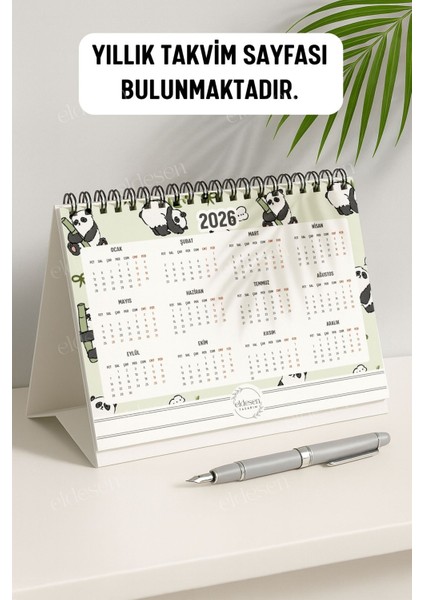 2026 Masa Takvimi Spiralli A5 (21X16CM) Büyük Boy / Resmi Tatiller ve Hafta Sonları / 12 Aylık fırsatları