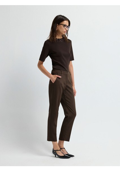 Paçası Yırtmaçlı Yandan Cepli Pantolon Kahve 15326539168 modelleri