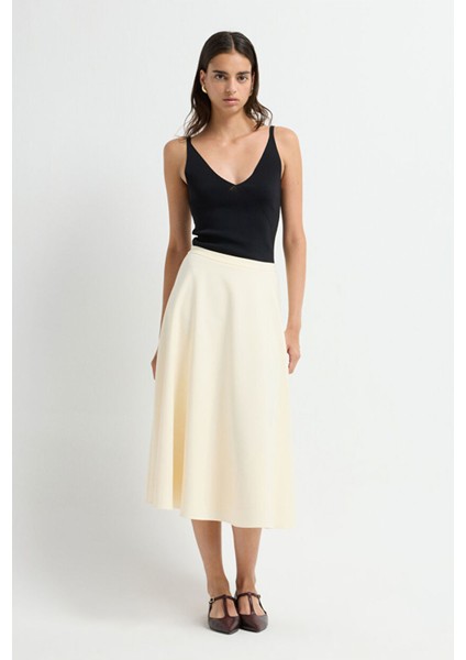 Gabardin A Kesim Etek Vanilya 12745705000