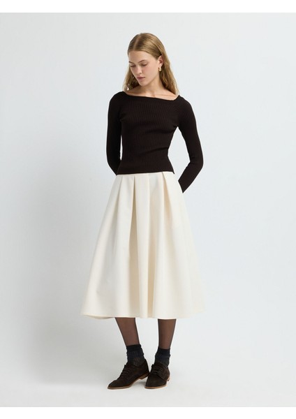 Yakası Açık Triko Kazak Kahve 13942993002 indirimleri