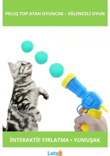 Peluş Top Fırlatan Interaktif Kedi Oyuncağı 31 Parça