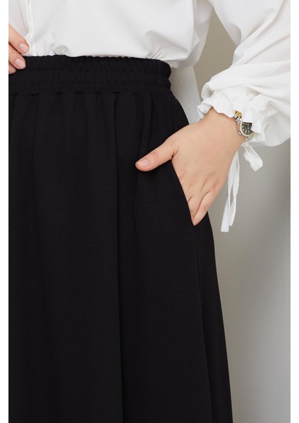 Siyah Oyssho Kumaş Kadın Etek Beli Lastikli 38 40 42 44 46 48 Bedenlere Uyumludur. fırsatları