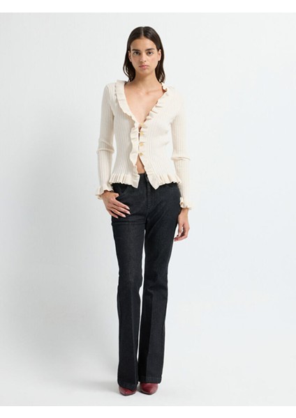 Volanlı Triko Hırka Vanilya 13443026002 modelleri