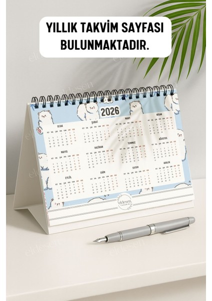 2026 Masa Takvimi Spiralli A5 (21X16CM) Büyük Boy / Resmi Tatiller ve Hafta Sonları / 12 Aylık fırsatları